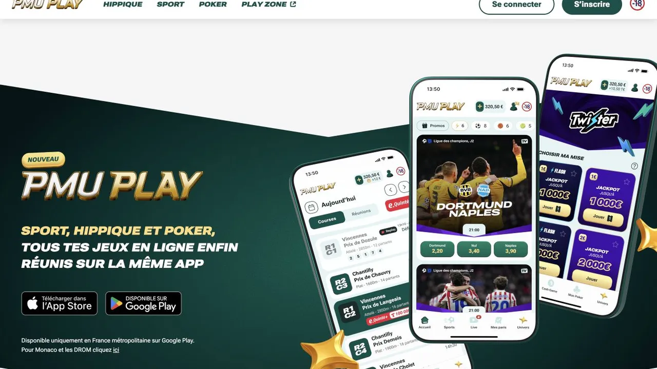 Capture d’écran de la page officielle de l’application PMU Play en France